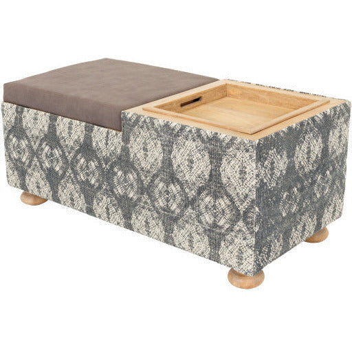 Surya Arturo Modern Boho Indigo Blue, Charcoal & Light Beige Storage Ottoman AUO-001 - Image 3