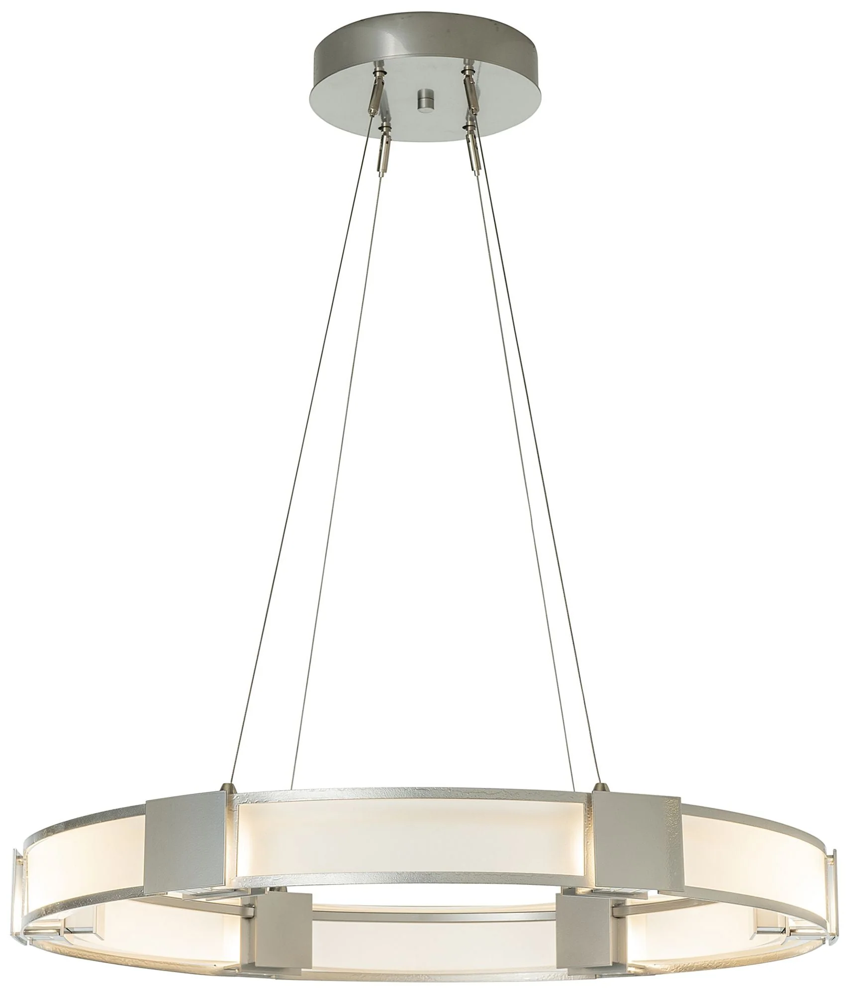 Aura Glass Pendant - Sterling Finish - Frosted Glass - Standard Height - Image 1