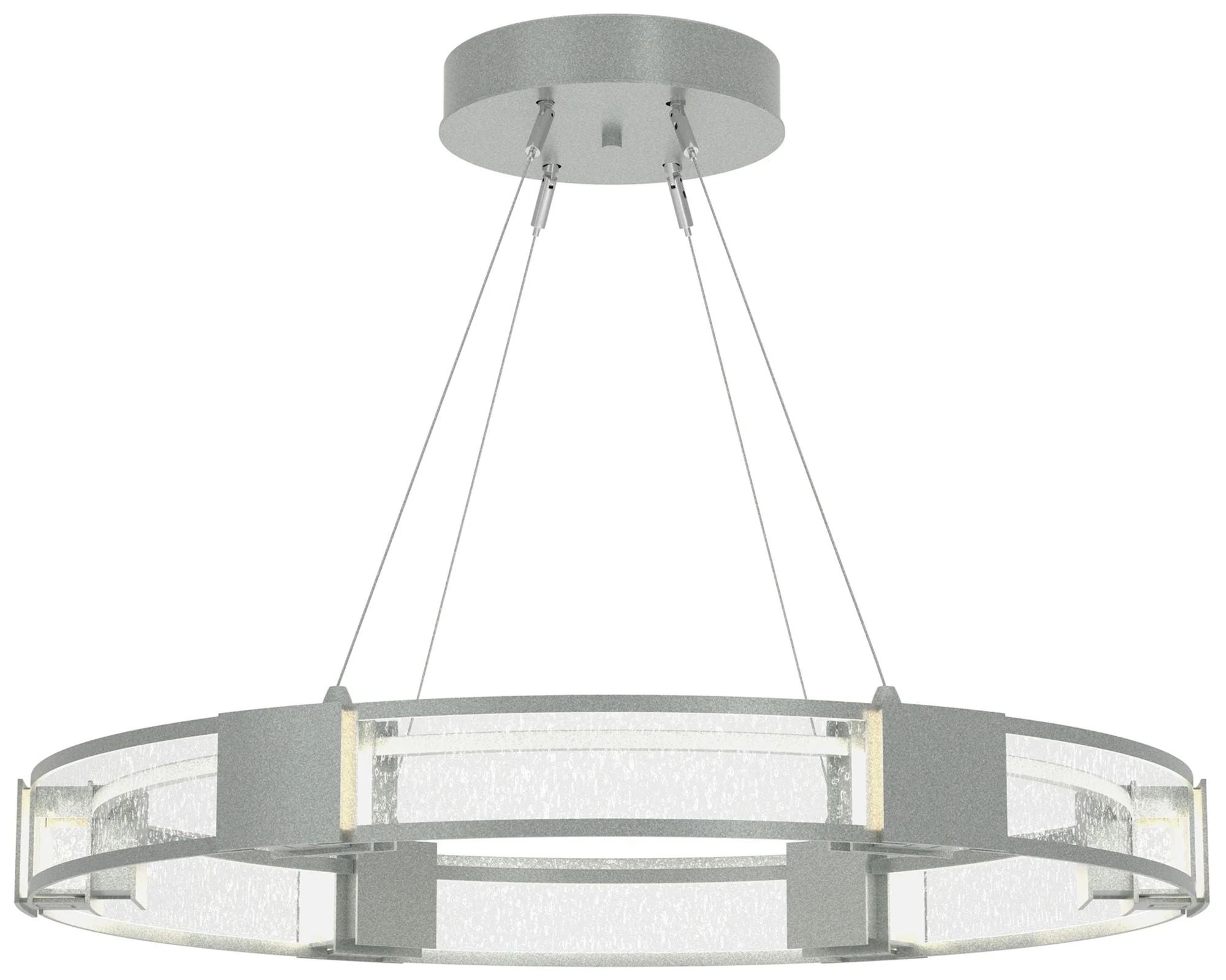 Aura Vintage Platinum Glass Pendant With Seeded Clear Glass - Image 1