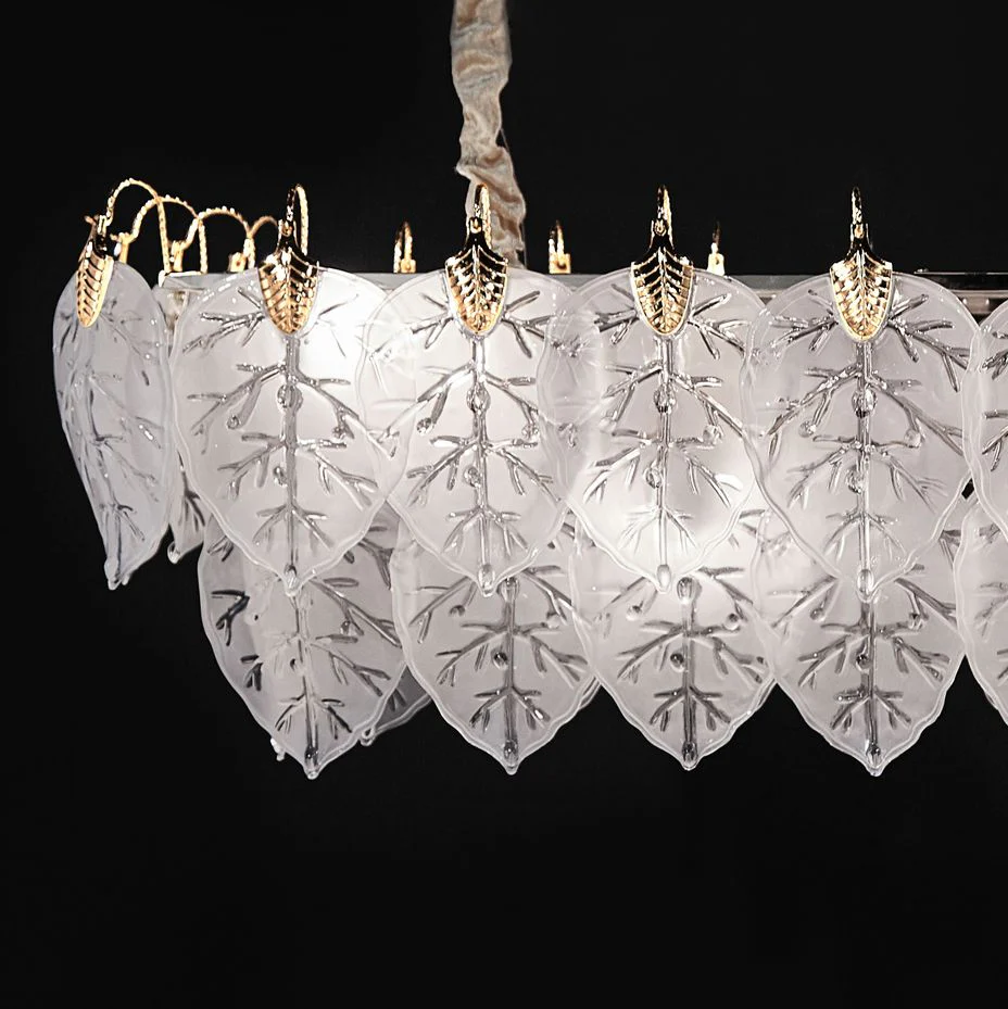 Autumn 39 1/2"W Gold Frost Glass Leaves 12-Light Chandelier - Image 2