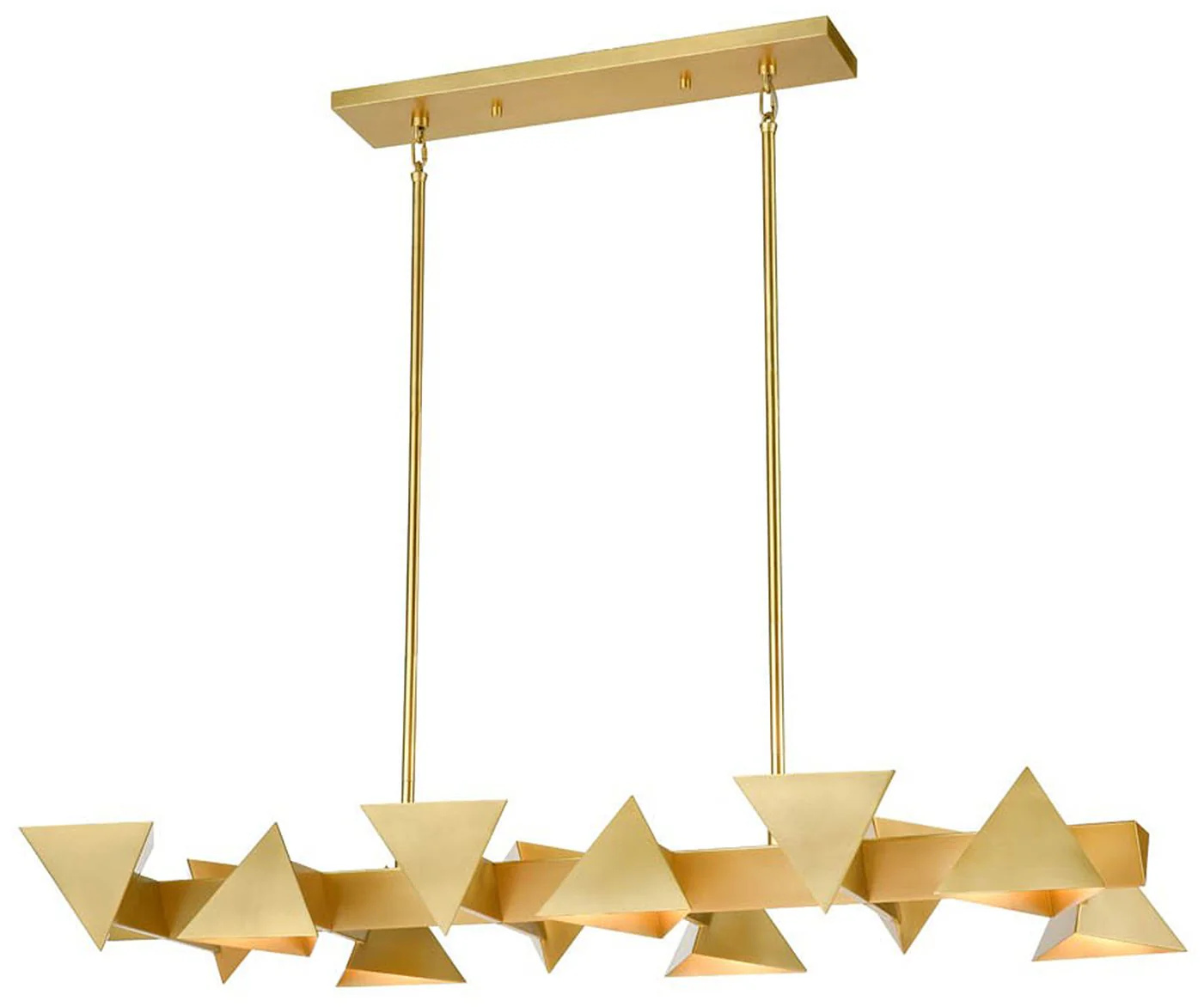 Avante 12-Light Geometric Triangular Aged Brass Linear Pendant - Image 1