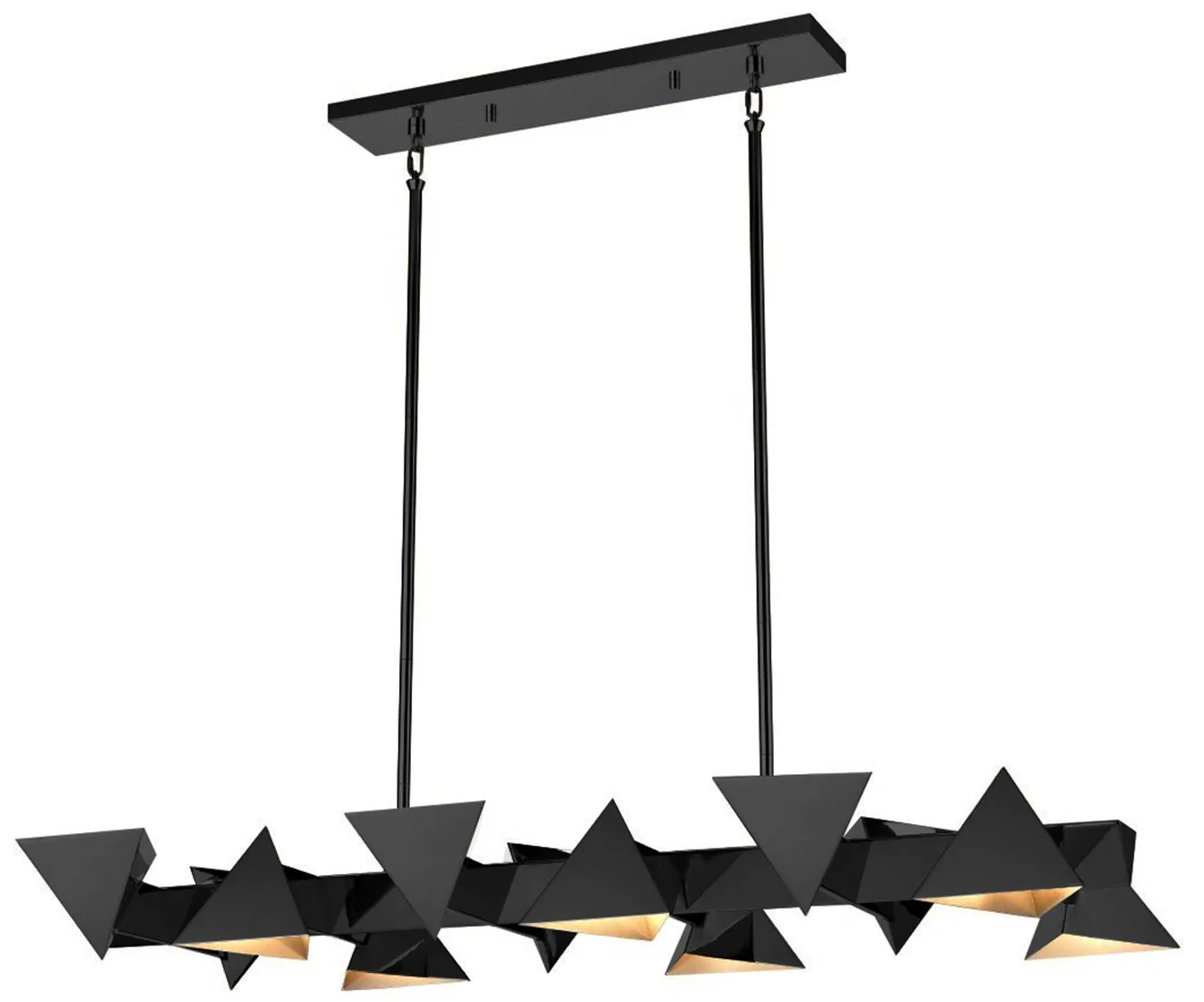 Avante 12-Light Geometric Triangular Matte Black Linear Pendant - Image 1