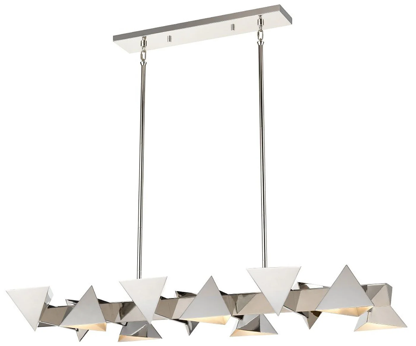Avante 12-Light Geometric Triangular Polished Nickel Linear Pendant - Image 1