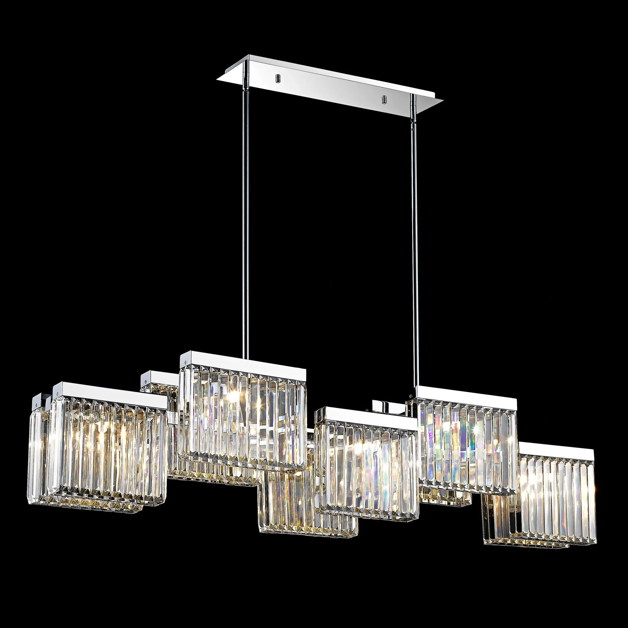 Avenue Broadway 57"W Nickel Kitchen Island Light Chandelier - Image 1