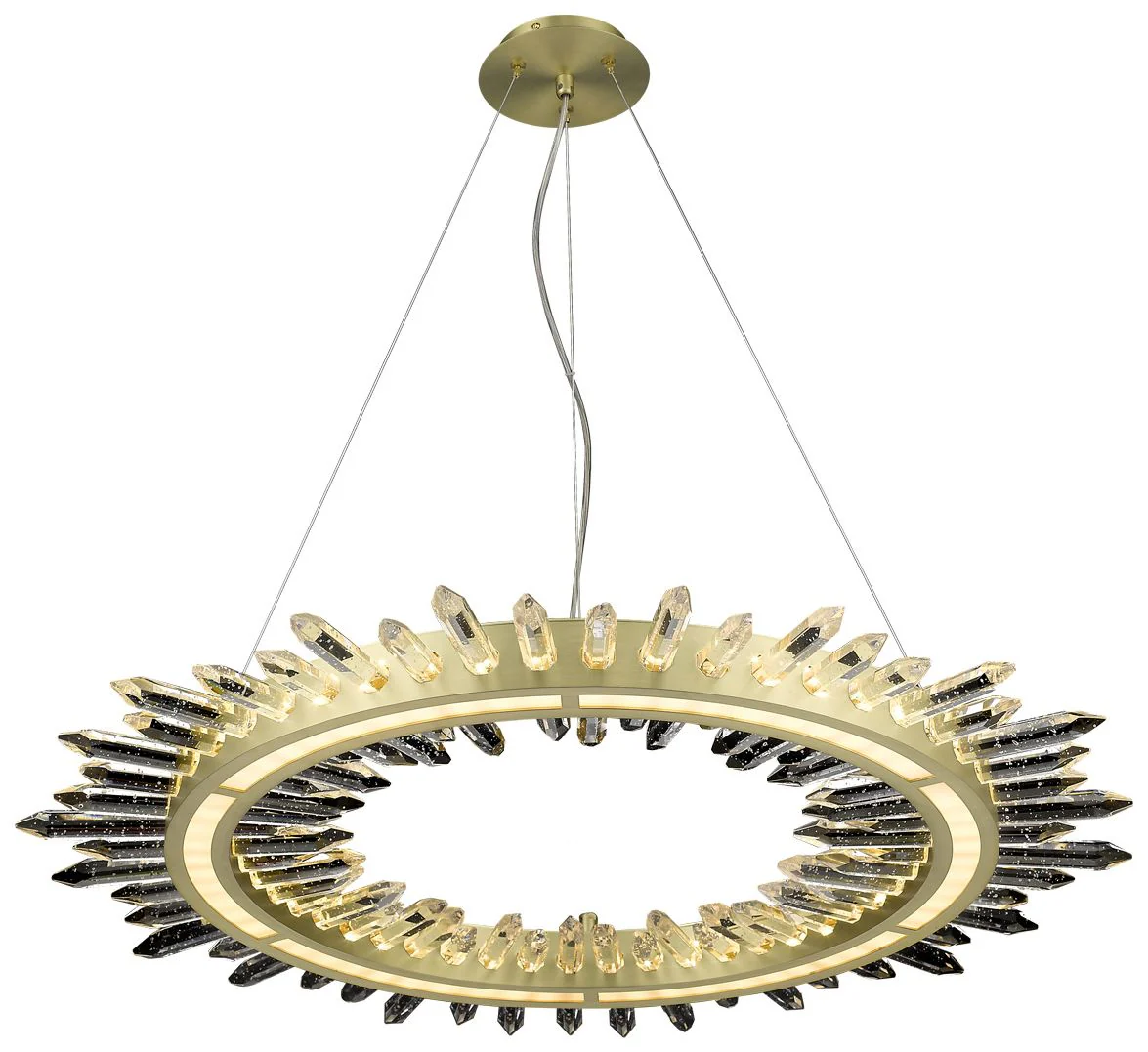 Avenue Lighting Aspen 34.3" Rustic Brass and Crystal Ring Chandelier - Image 1