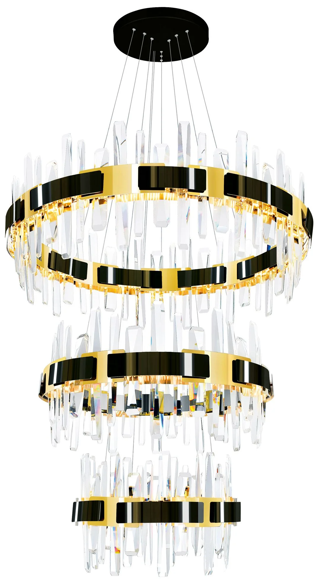 Aya LED Integrated Pearl Black Chandelier - Image 1