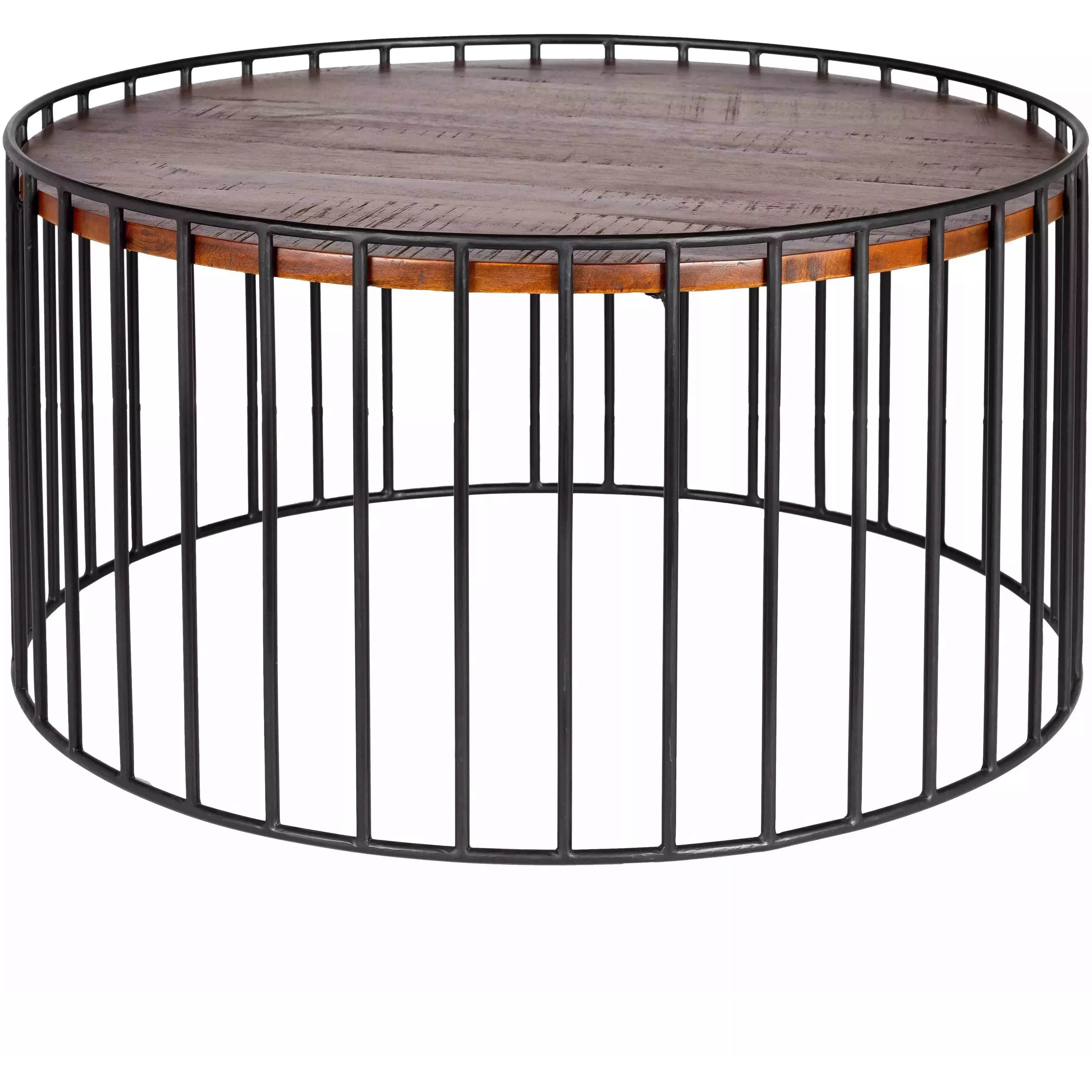 Surya Asmayra Modern Brown Wood Top With Black Metal Base Round Coffee Table AYM-001 - Image 2