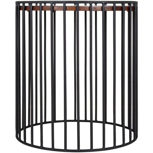 Surya Asmayra Modern Wood Top With Black Metal Base Round Accent Side Table AYM-003 - Image 2