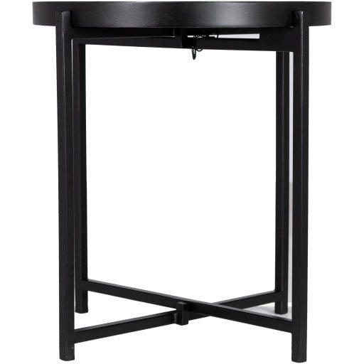 Surya Aracruz Modern Black Wood Top With Black Metal Base Accent Side Table AZU-003 - Image 3