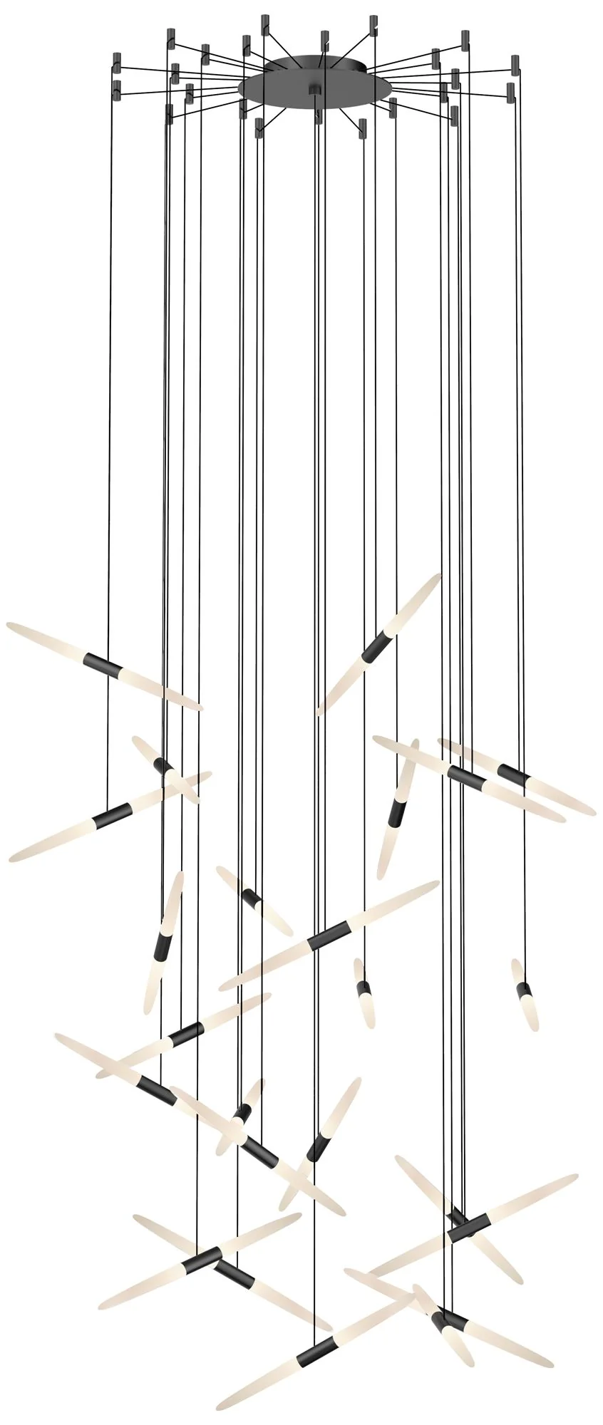 Ballet 24-Light Swag LED Pendant - Satin Black Finish - Frosted Shade - Image 1