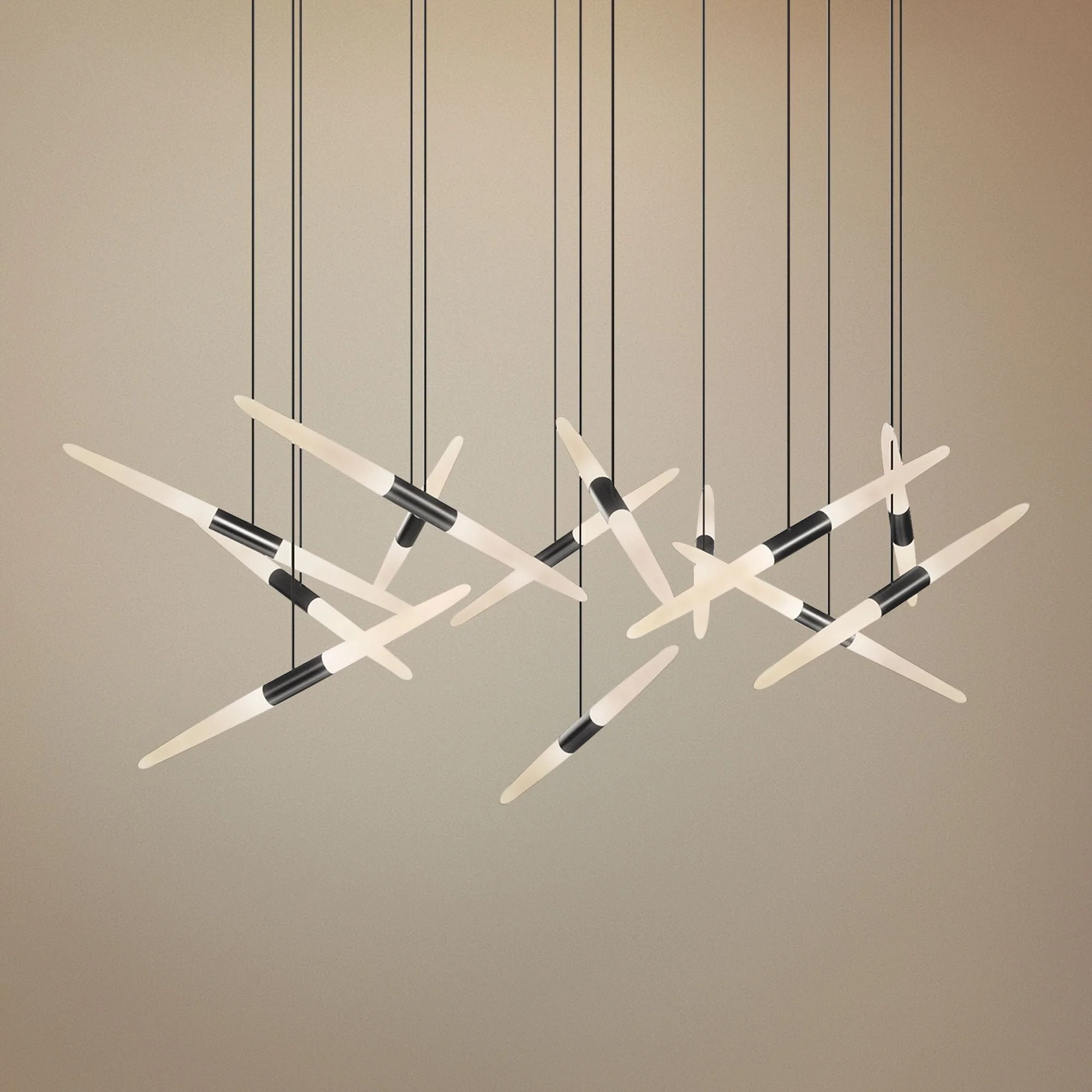 Ballet 27 1/4"W 13-Light Spreader Satin Black LED Pendant - Image 1