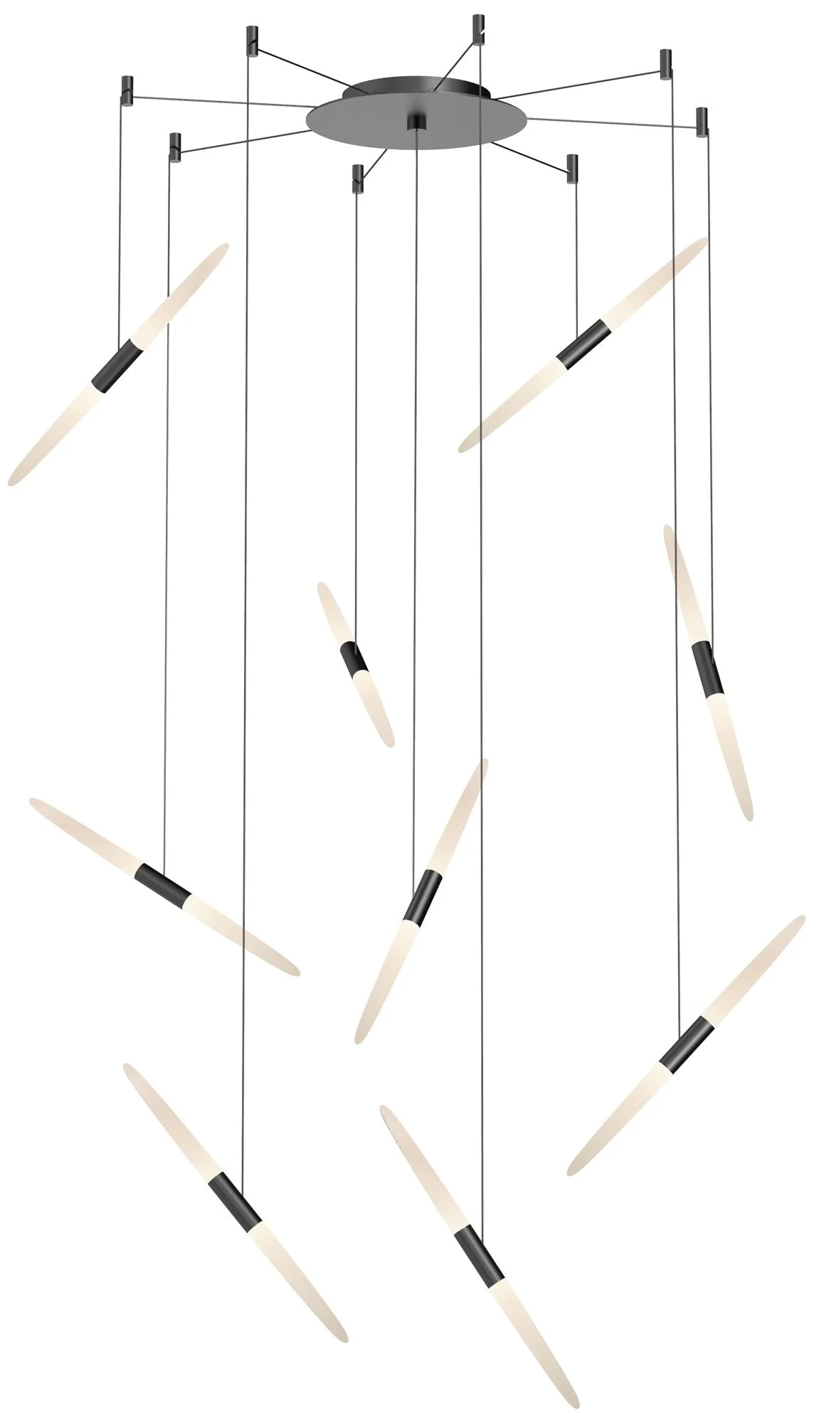 Ballet 9-Light Swag LED Pendant – Satin Black Finish – Frosted Shade