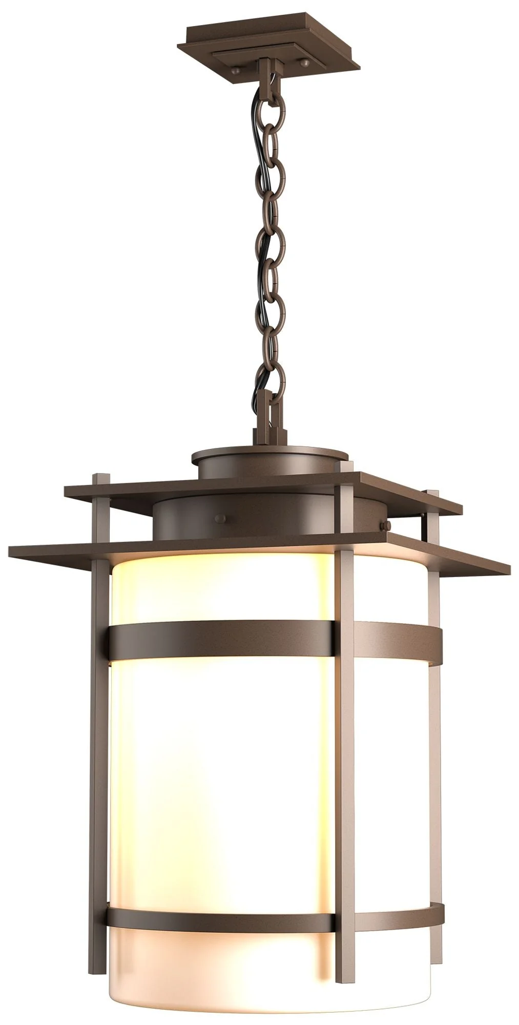 Banded Large Outdoor Fixture - Bronze Finish - Opal Glass - Image 1