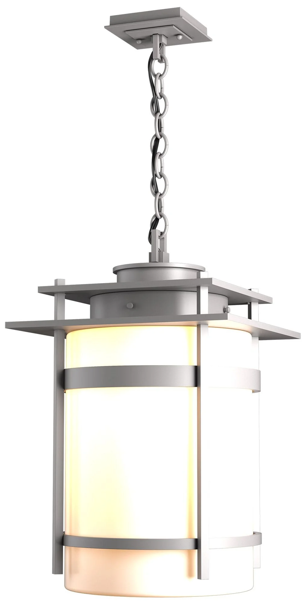 Banded Large Outdoor Fixture - Steel Finish - Opal Glass - Image 1