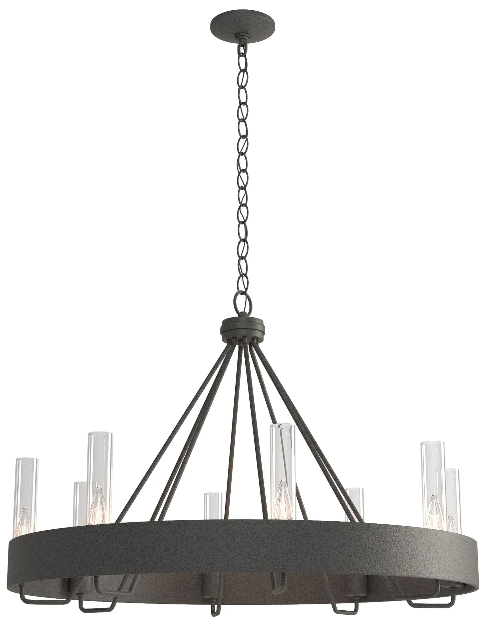 Banded Ring 32" Wide Natural Iron Chandelier With Clear Glass Shade - Image 1