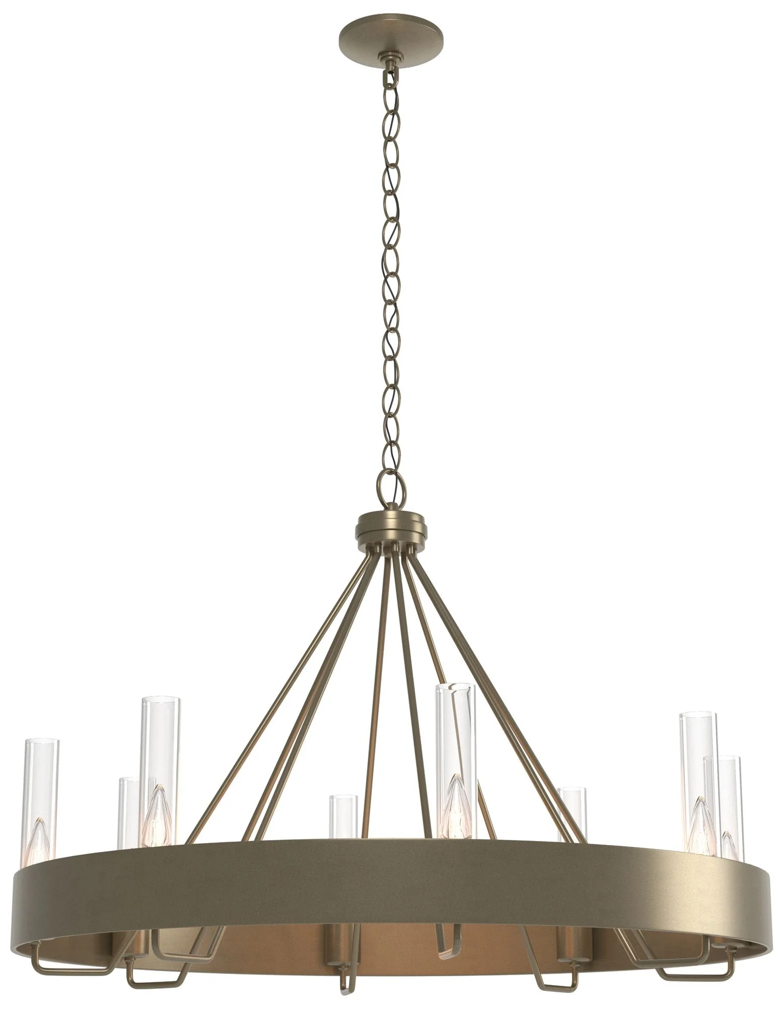 Banded Ring 32" Wide Soft Gold Chandelier With Clear Glass Shade - Image 1