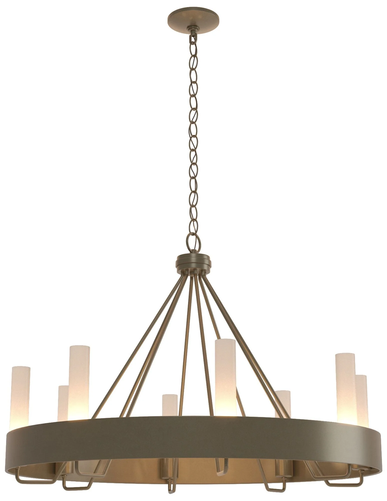 Banded Ring 32" Wide Soft Gold Chandelier With Frosted Glass Shade - Image 1