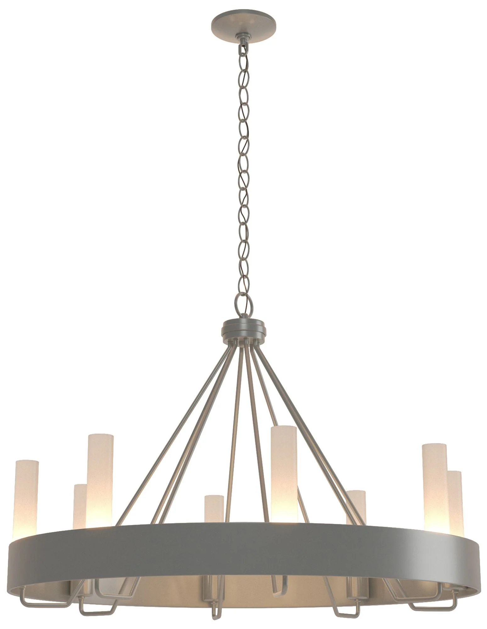 Banded Ring 32" Wide Vintage Platinum Chandelier With Frosted Glass Sh - Image 1