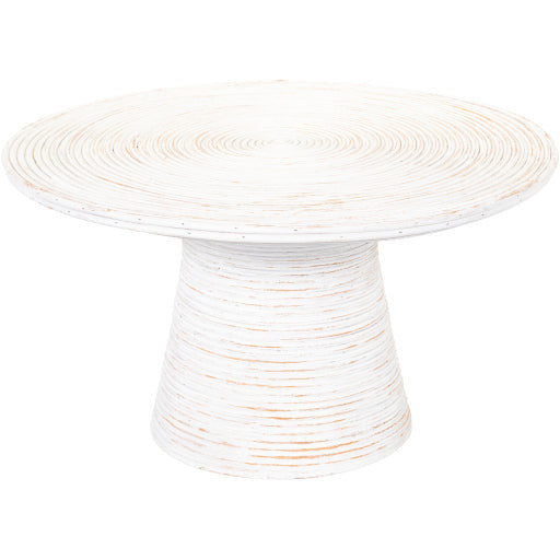Surya Balinese Modern White Rattan Round Coffee Table BAS-002 - Image 3