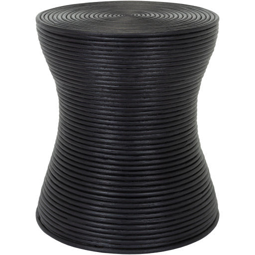 Surya Balinese Modern Black Rattan Round Accent Side Table BAS-004 - Image 2