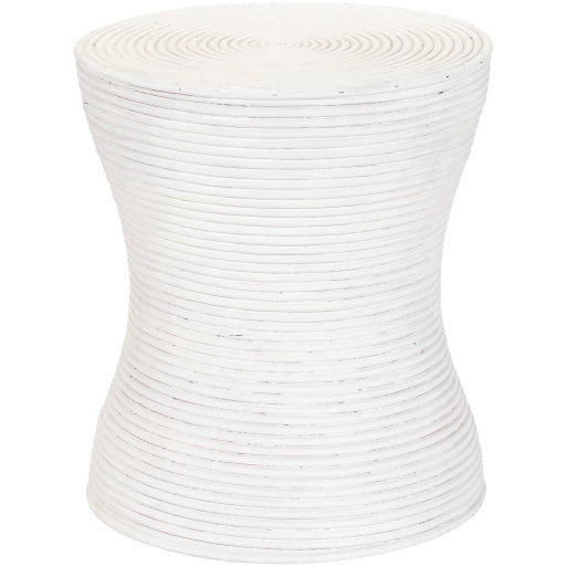Surya Balinese Modern White Rattan Round Accent Side Table BAS-005 - Image 2