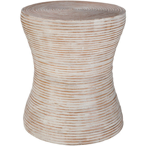 Surya Balinese Modern Beige Rattan Round Accent Side Table BAS-001 - Image 1