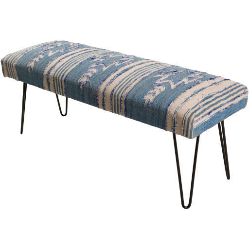 Surya Batu Rustic Modern Hand Woven Fabric Bench With Black Metal Base BATU-001 - Image 1