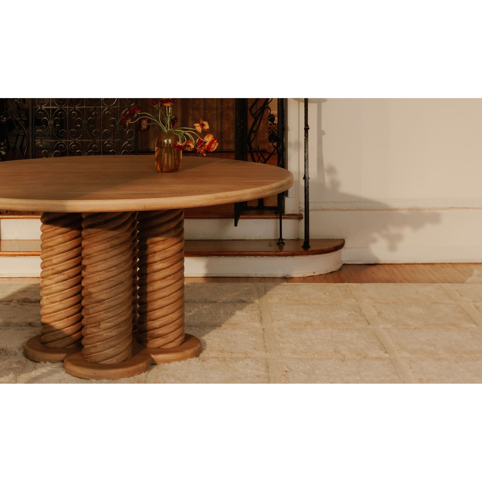 Moe's Home Treccia Round Dining Table Oak - Image 3
