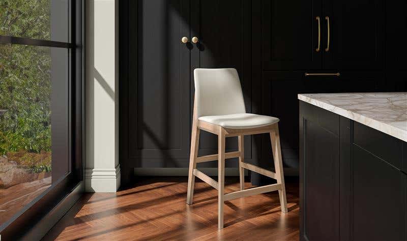 Moe's Home Deco Oak Counter Stool White PVC - Image 2