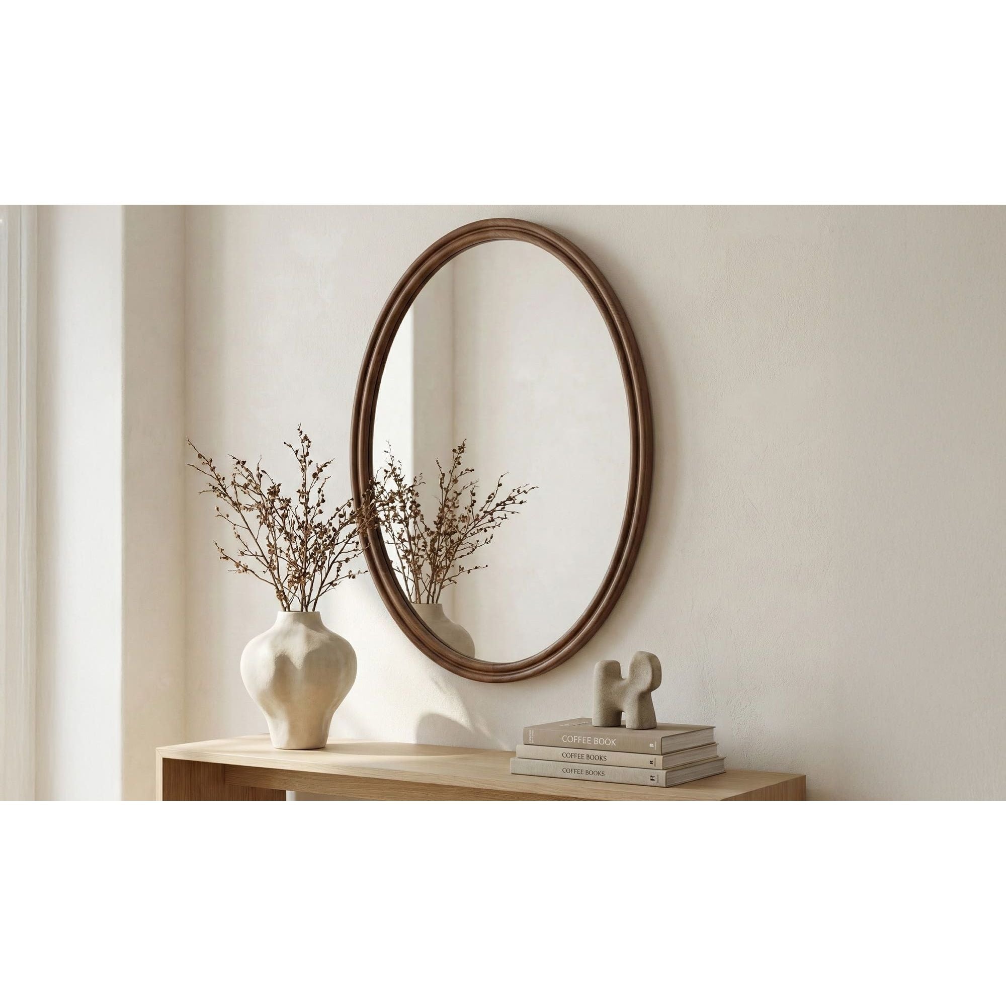 Moe's Home Alcott Oval Mirror Walnut - Image 2