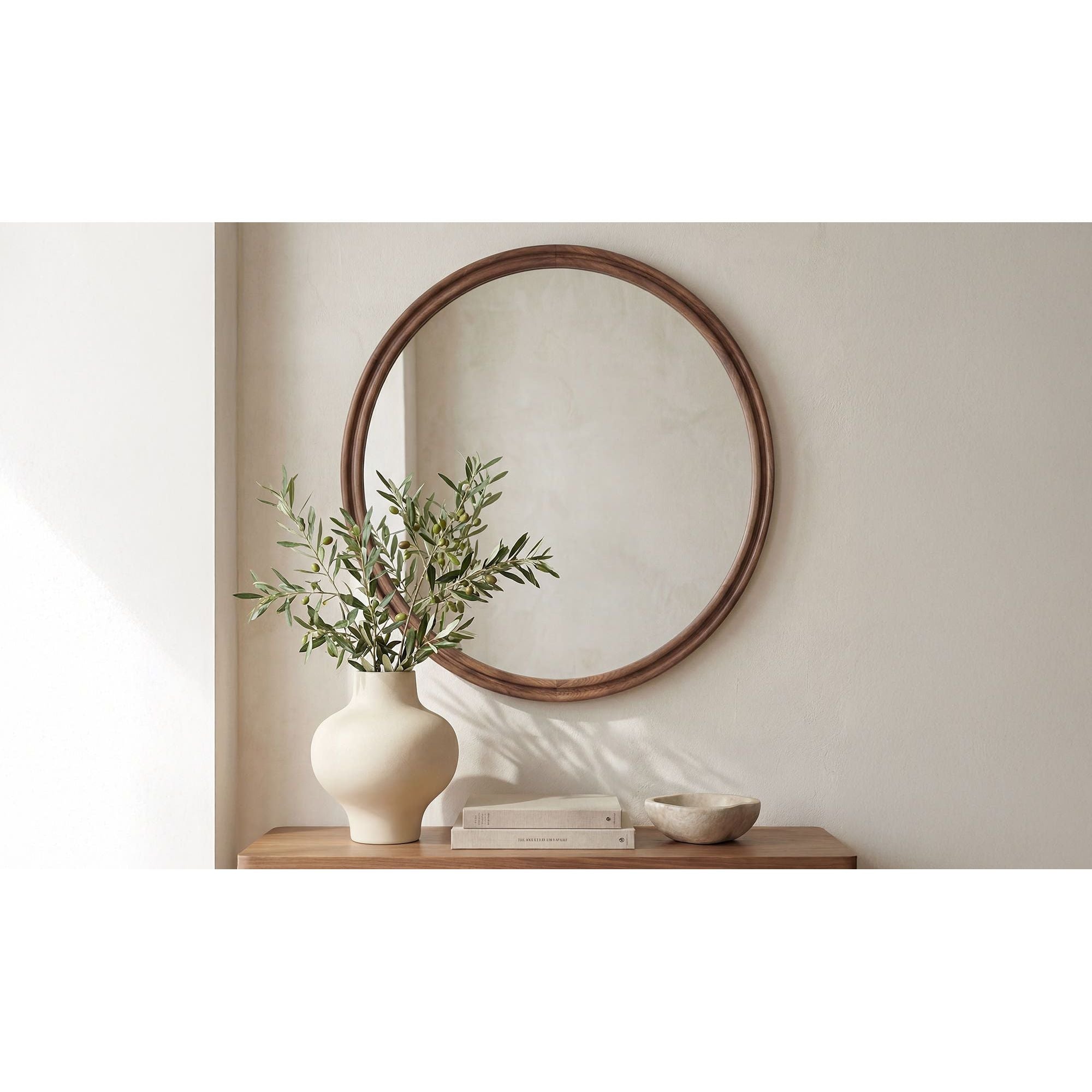 Moe's Home Alcott Large Round Mirror Walnut - Image 2