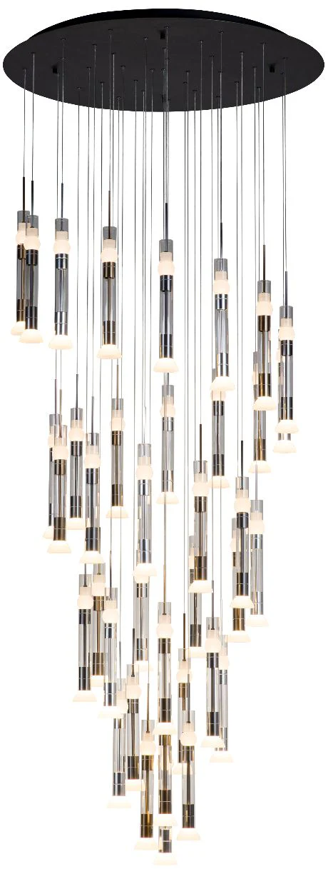 Beam 39.4" Brushed Gold/Brushed Aluminum/Saint Dark Gray Chandelier - Image 1