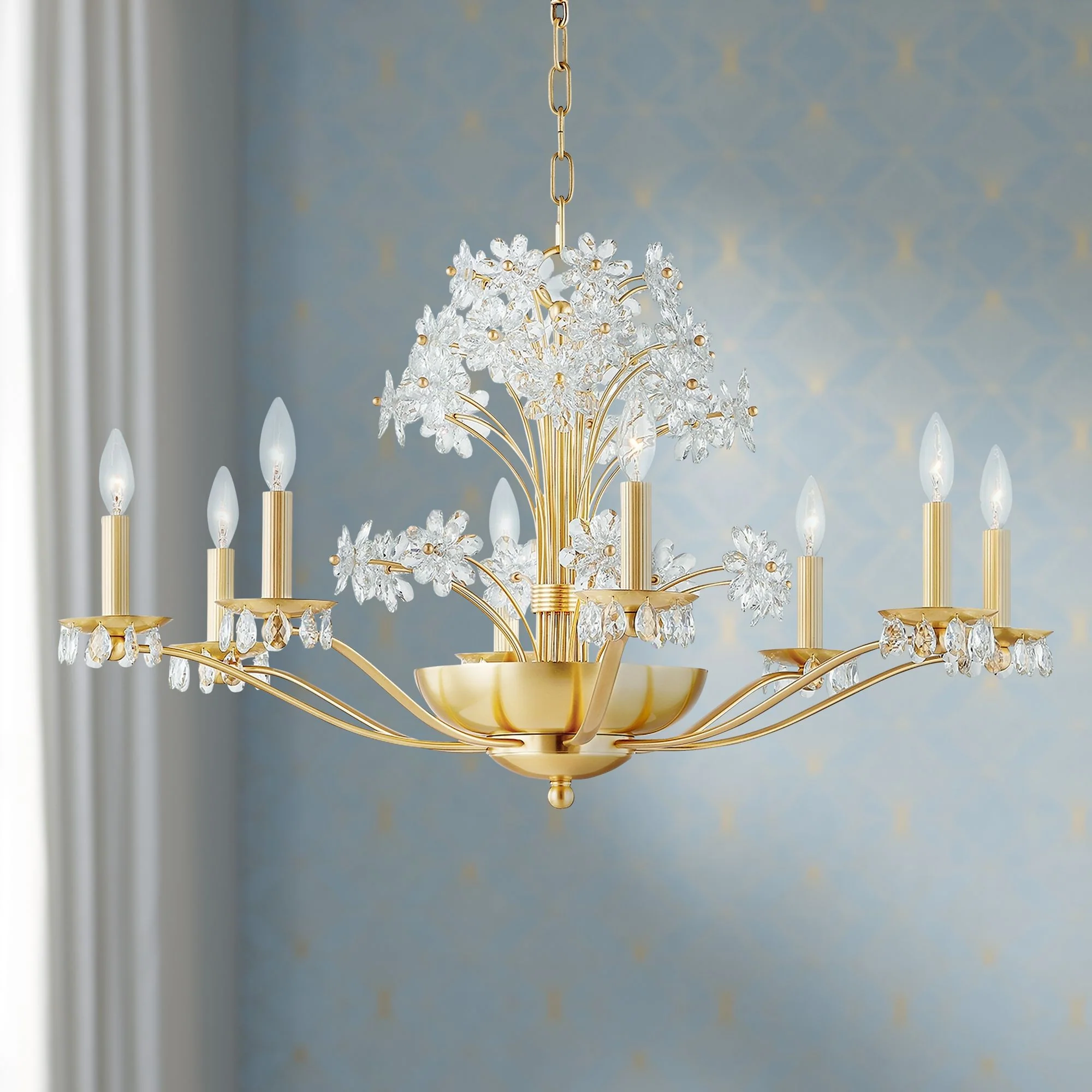 Beaumont 10-Light Aged Brass Chandelier with Clear Shade - Image 1