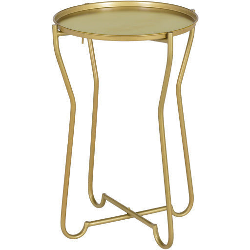 Surya Benjamin Modern Gold Tray Top With Gold Metal Base Round Accent Side Table BEJ-001