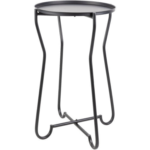Surya Benjamin Modern Black Tray Top With Black Metal Base Round Accent Side Table BEJ-002 - Image 1