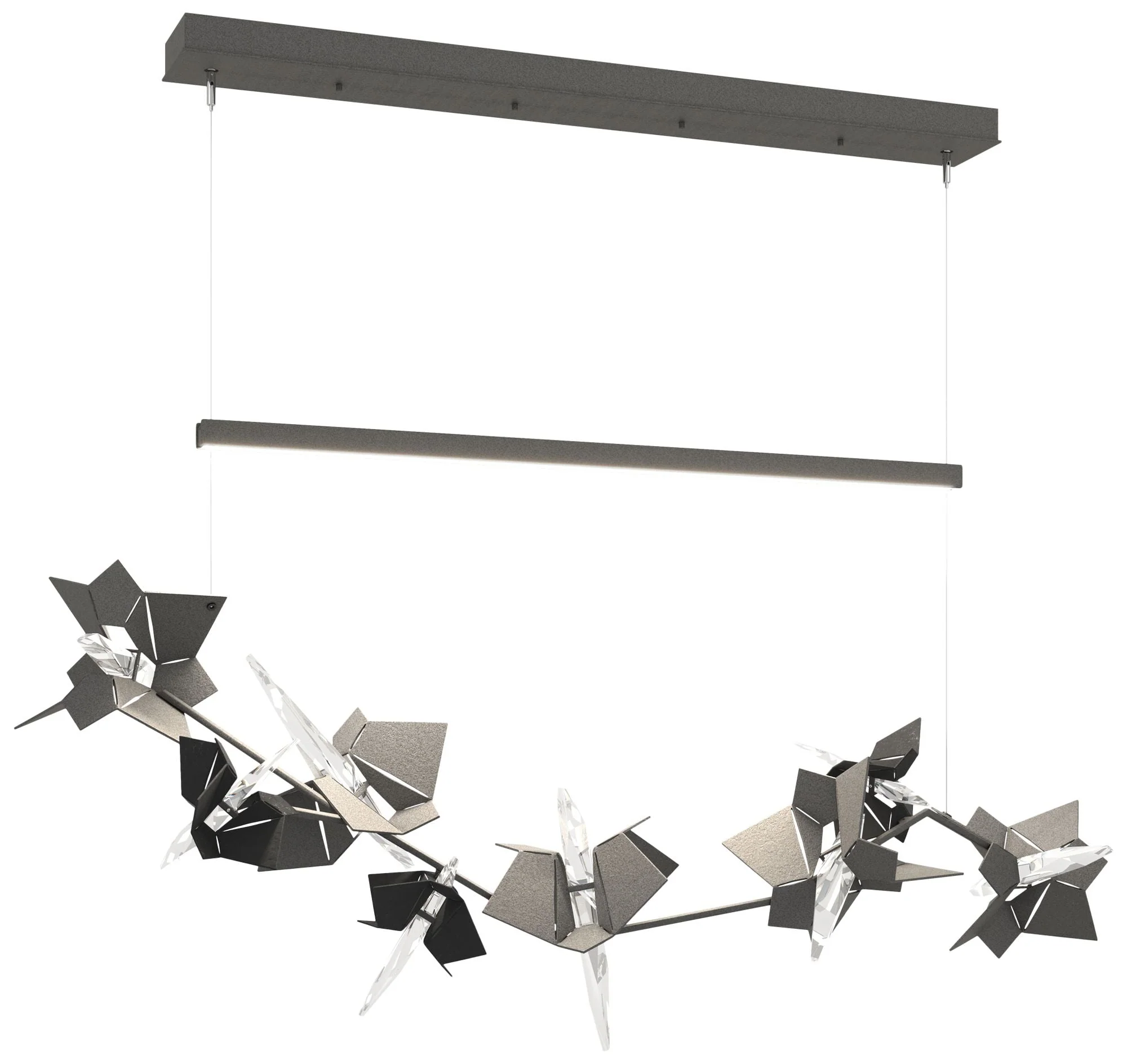 Belladonna 50.3"W Black Accented Natural Iron Standard LED Pendant - Image 1