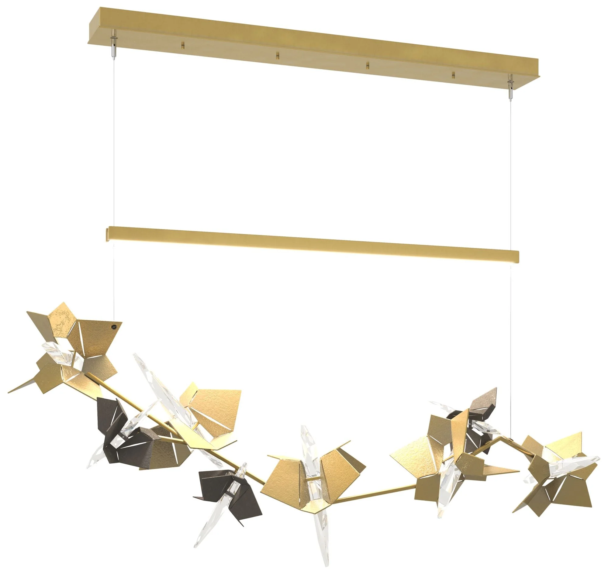 Belladonna 50.3"W Dark Smoke Accented Modern Brass Standard LED Pendan - Image 1