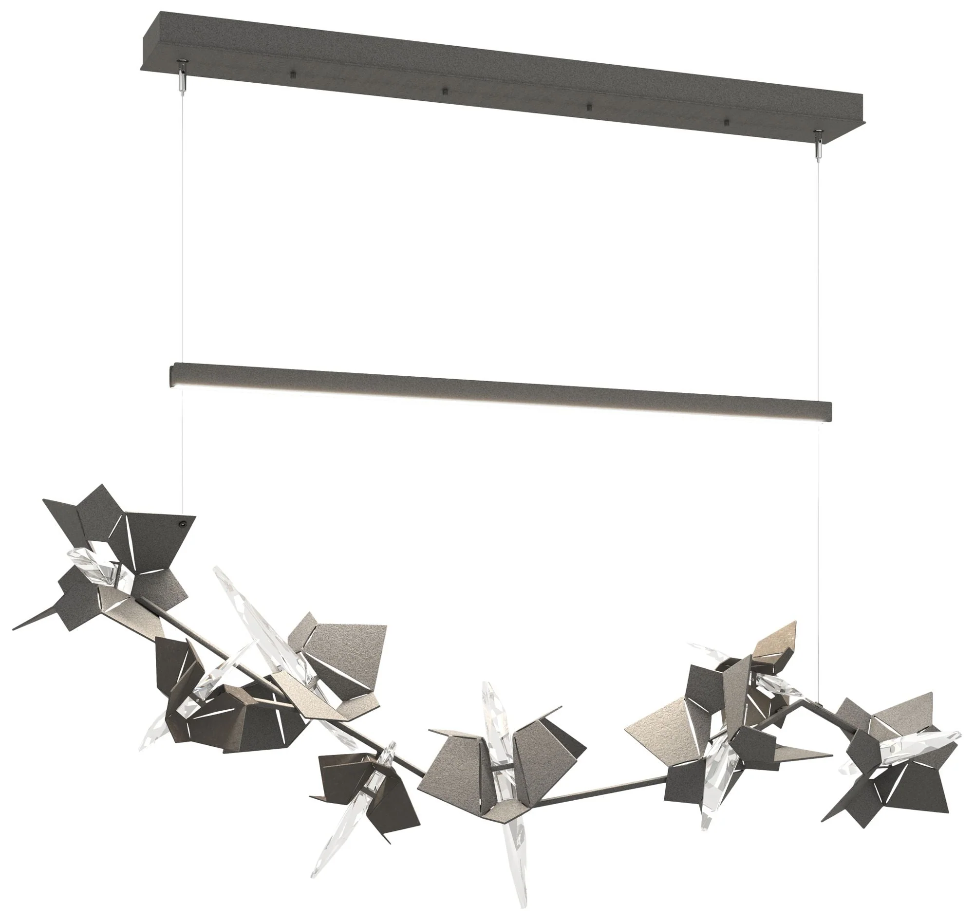 Belladonna 50.3"W Dark Smoke Accented Natural Iron Standard LED Pendan - Image 1