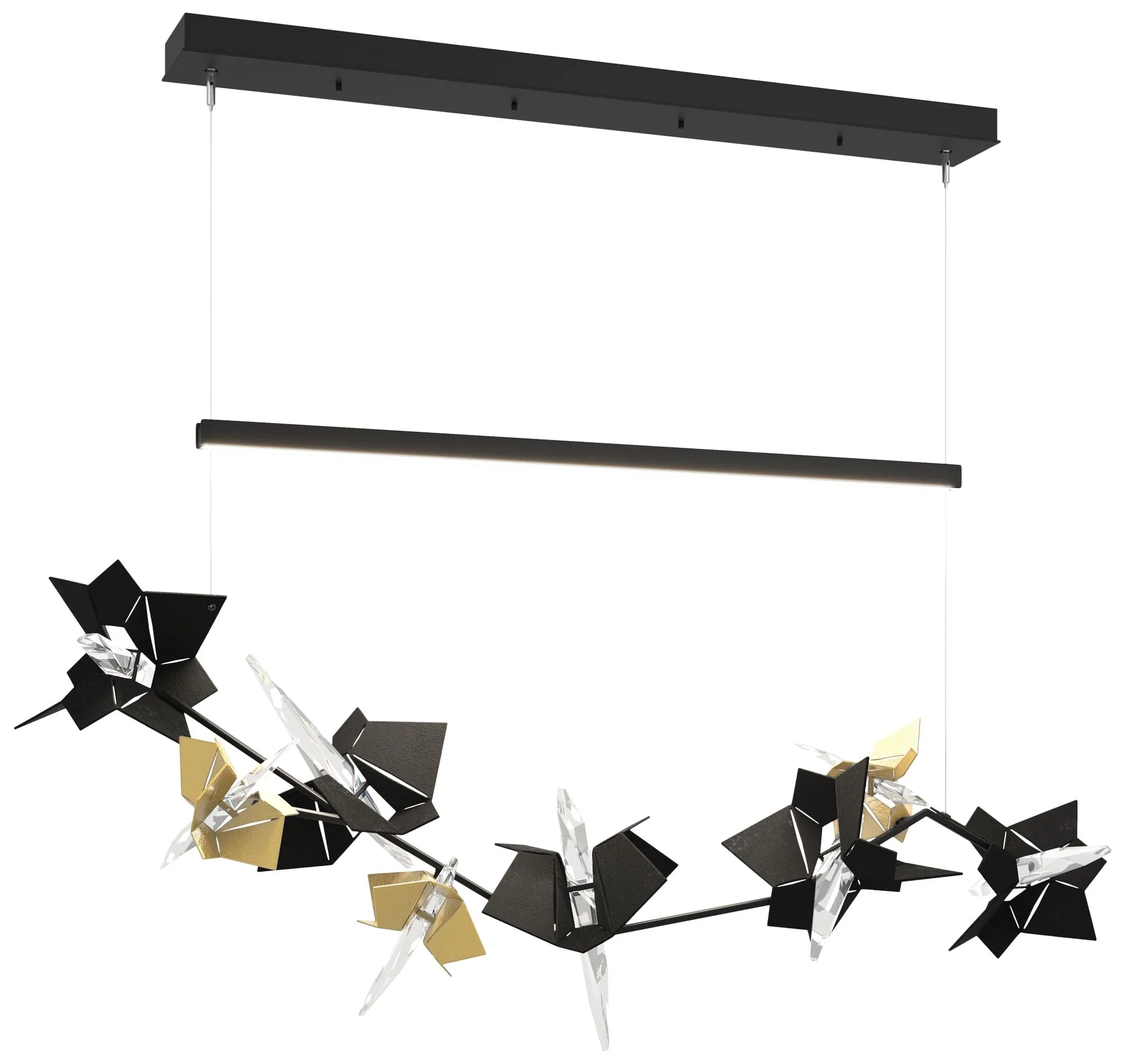 Belladonna 50.3"W Modern Brass Accented Black Standard LED Pendant - Image 1