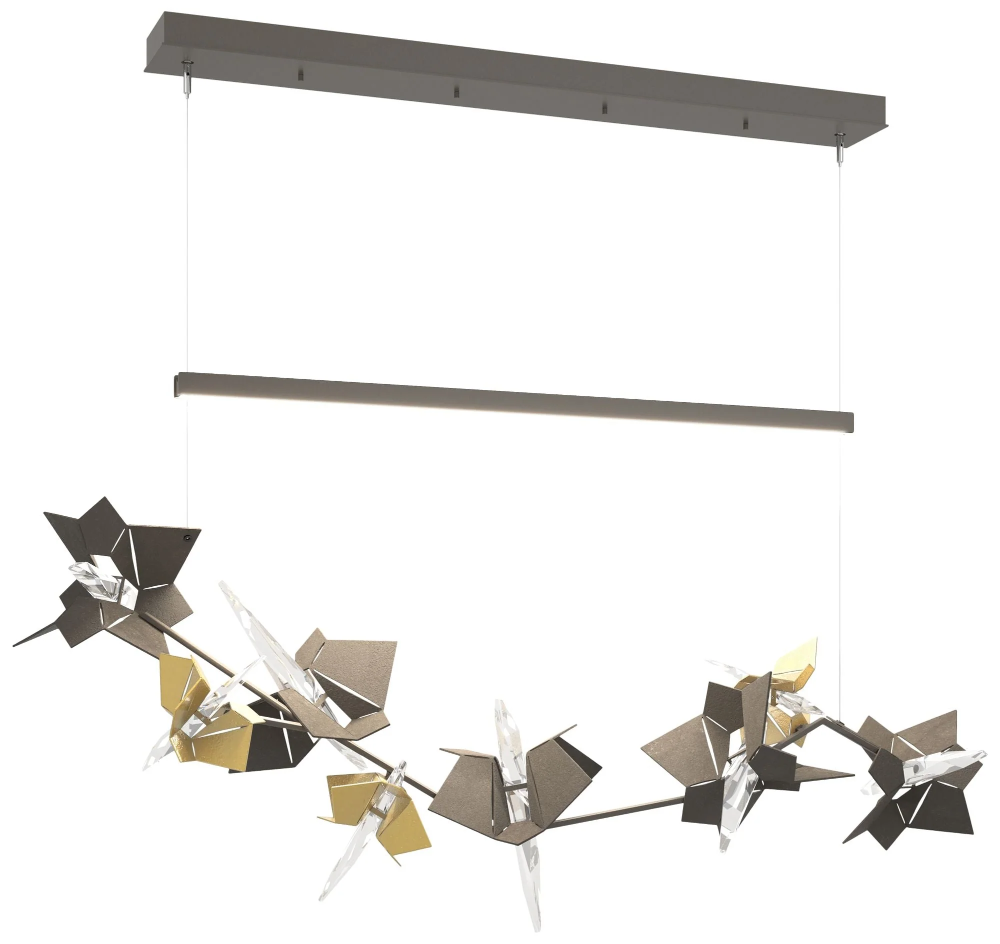Belladonna 50.3"W Modern Brass Accented Dark Smoke Standard LED Pendan - Image 1