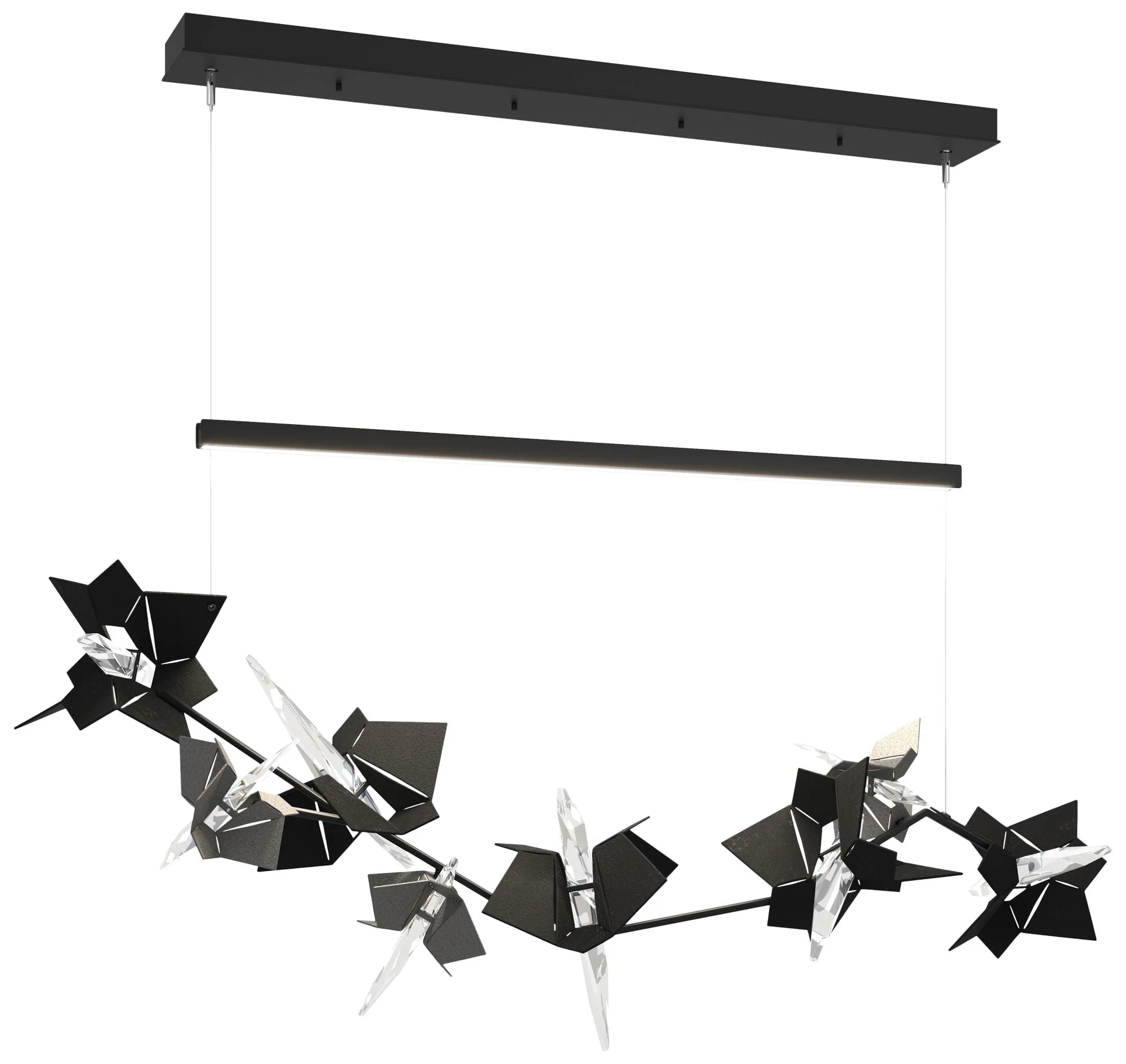 Belladonna 50.3"W Natural Iron Accented Black Standard LED Pendant - Image 1