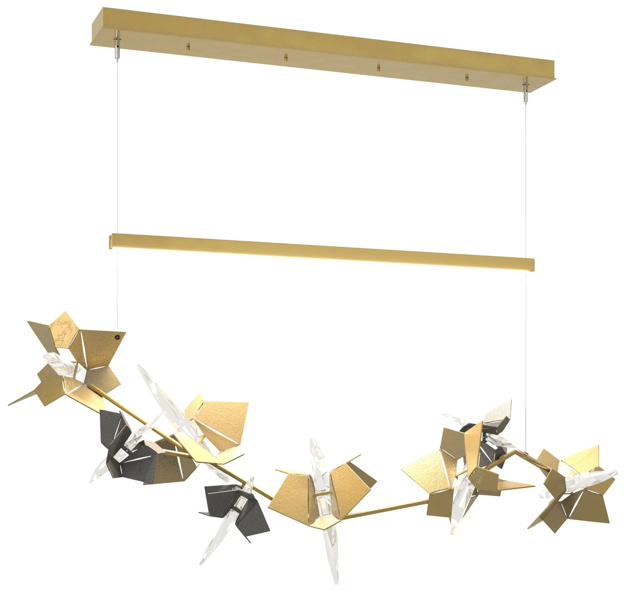 Belladonna 50.3"W Natural Iron Accented Modern Brass Standard LED Pend - Image 1