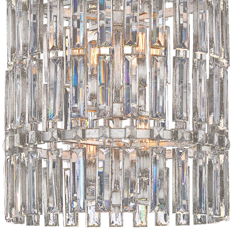 Belle Aurore 17"W Silver Leaf Crystal Foyer Pendant Light - Image 3