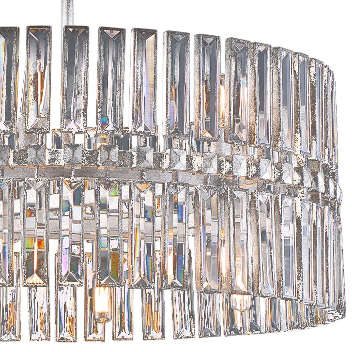 Belle Aurore 26 1/4"W Silver Leaf Crystal Drum Pendant Light - Image 3