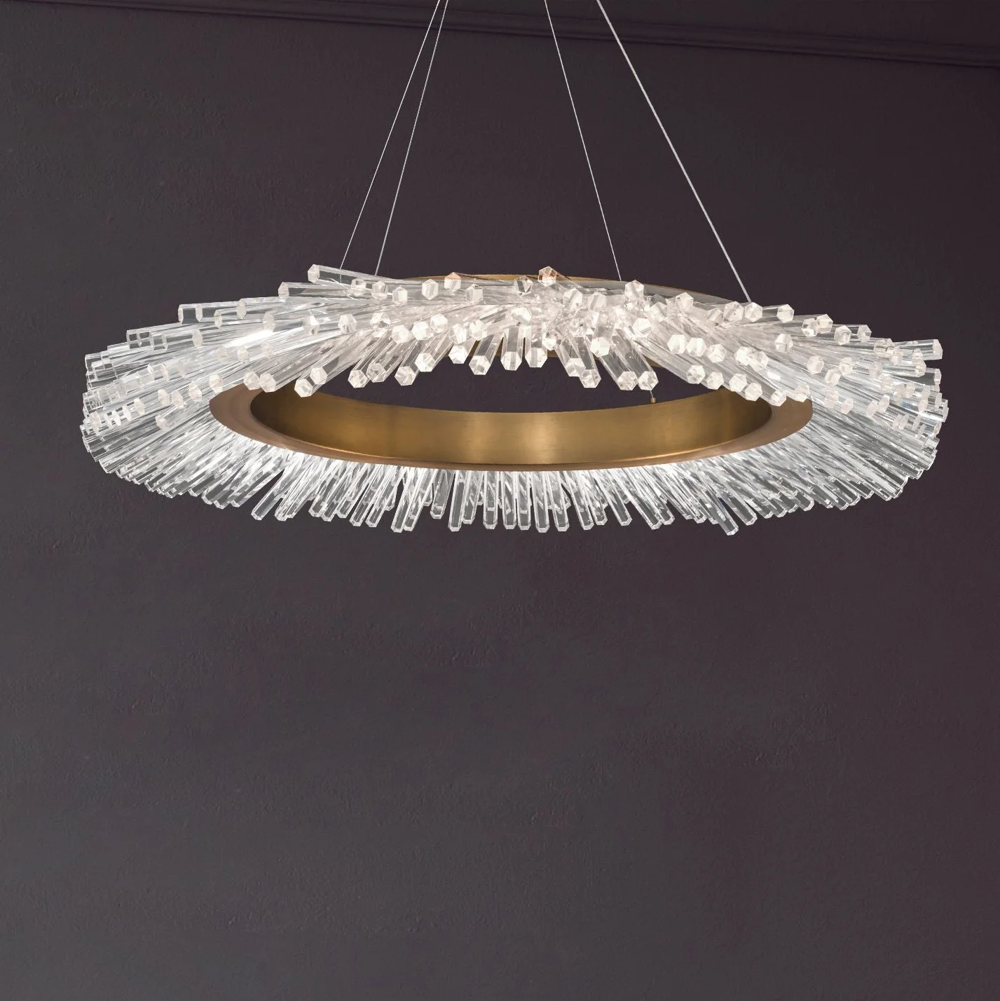 Benediction 38 1/4"W Aged Brass Crystals LED Pendant Light - Image 2