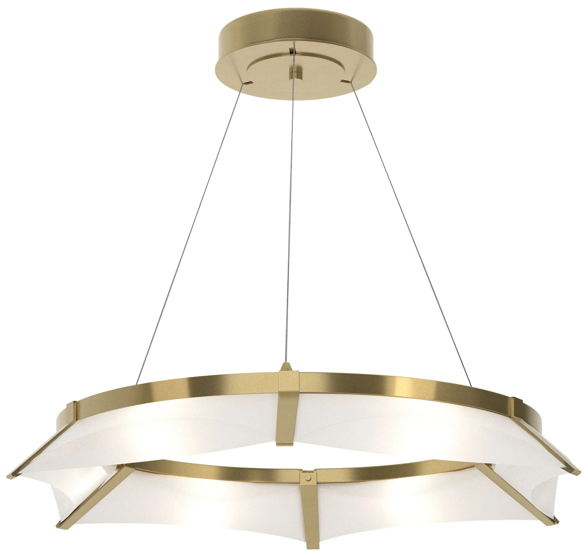Bento 32.8"W Modern Brass Standard LED Pendant w/ Spun Frost Shade - Image 1