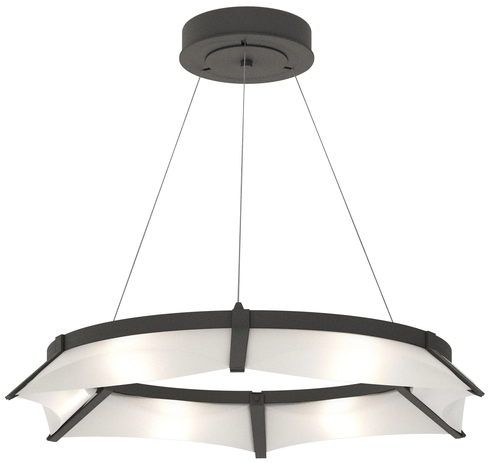 Bento 32.8"W Natural Iron Standard LED Pendant w/ Spun Frost Shade - Image 1