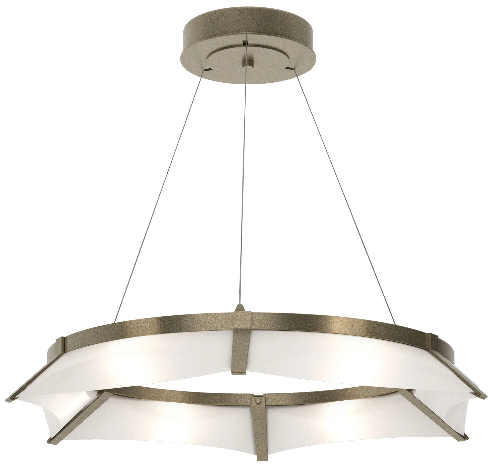Bento 32.8"W Soft Gold Standard LED Pendant w/ Spun Frost Shade - Image 1
