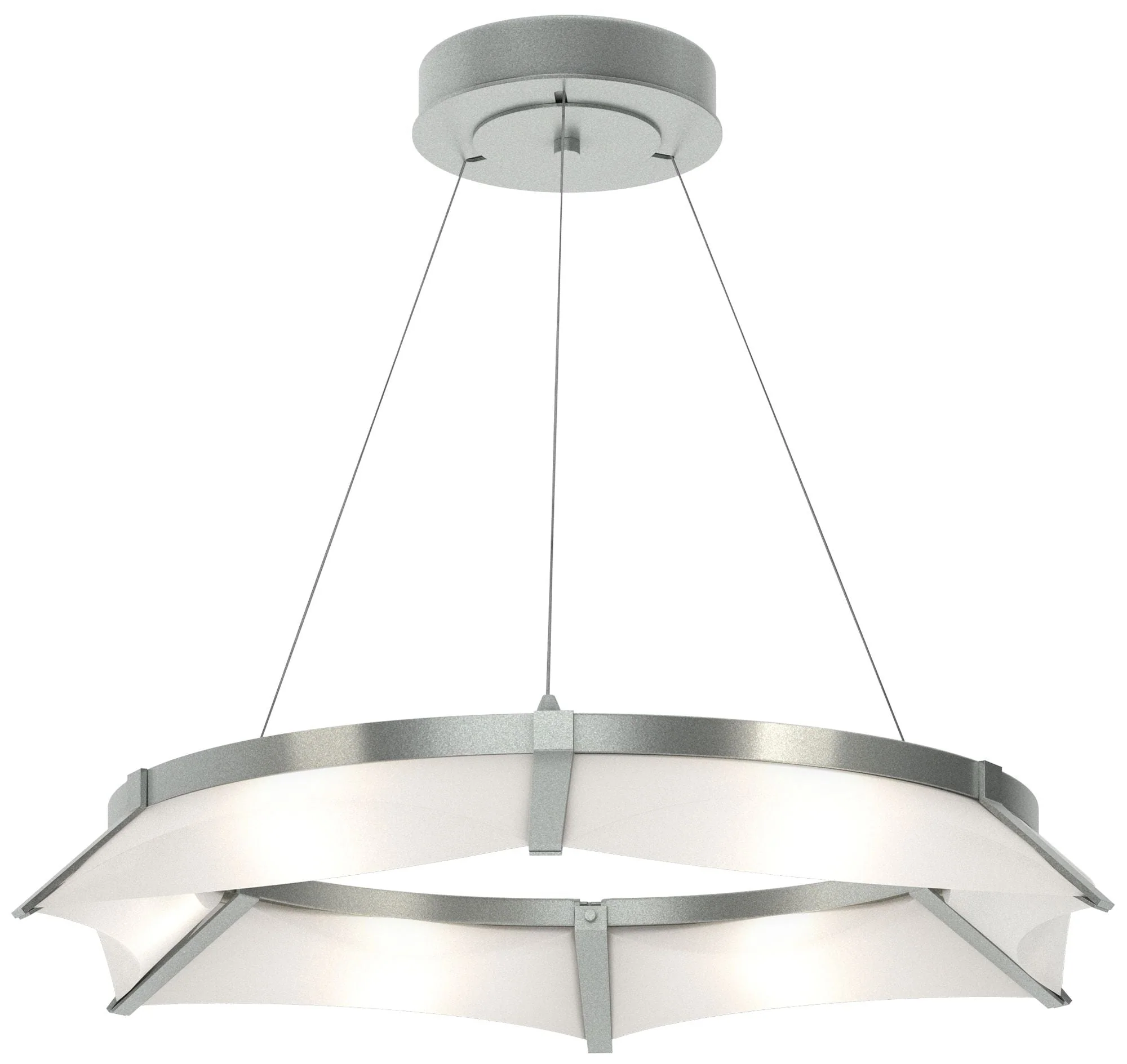Bento 32.8"W Vintage Platinum Standard LED Pendant w/ Spun Frost Shade - Image 1