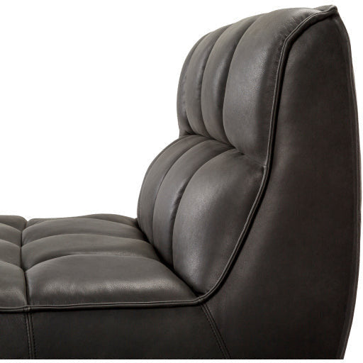 Surya Belfort Modern Channeled Black Leather Accent Chair - Image 3